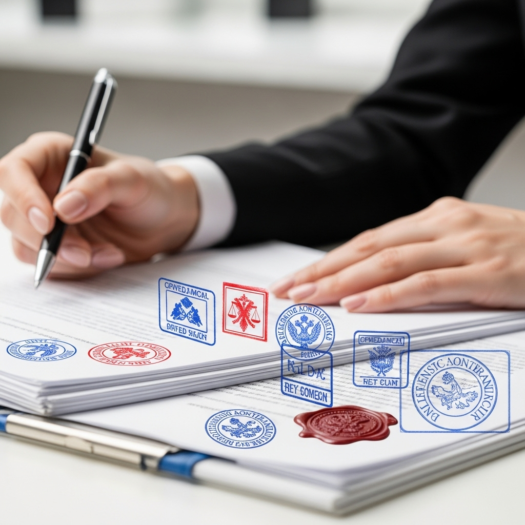 An organized desk with various Indian government compliance documents, forms, and a calculator, signifying the detailed work of tender preparation.