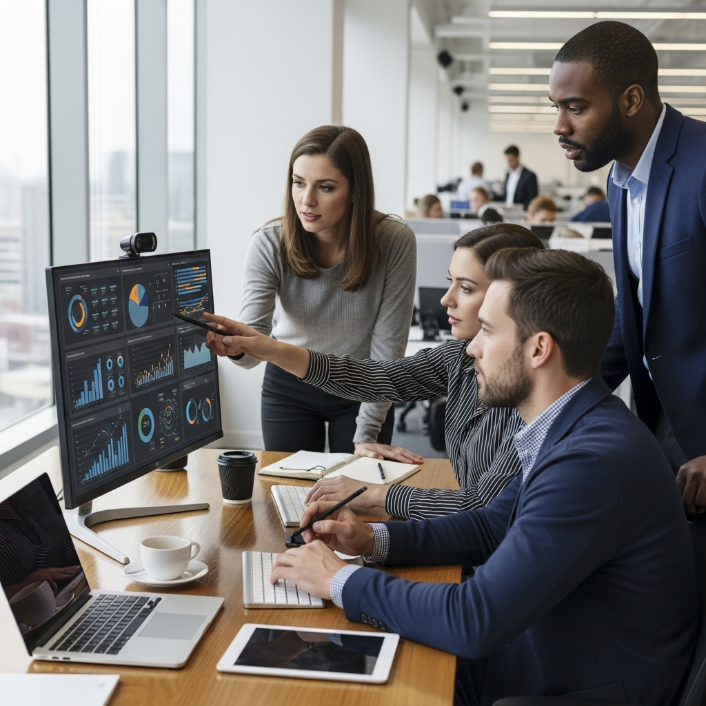 Two professionals in a formal setting, one appearing to be a consultant or expert giving advice to a contractor, symbolizing strategic guidance.